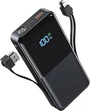 Power Bank, Portable Phone Charger, 20000mAh Power Bank PD22.5W Fast Charger Built-in 2 Output Cables, Flashlight and LED Display for iPhone and Android Phones and Most Electronic Devices