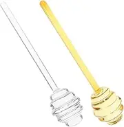 iplusmile Set of 2 Honey Mixing Sticks Glass Honey Dippers for Jars Reusable Stirrer Rods Jam