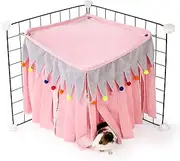 ONEJU Guinea Pig Hideout, Square Top Hideout for Guinea Pigs, 4-Sided Small Animal Hiding Hide for Guinea Pigs, Rabbits, Chinchilla, Ferrets, Without Metal Fences. (Pink)