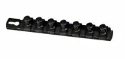 Ernst 8428 8"L 1/2" Drive Socket Rail Organizer with 7 Twist Lock Clips - Black