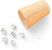 DELALO Genuine Leather Dice Cup with Cubes – Quiet &, 9 cm x 7 cm
