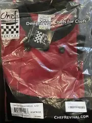 Red fresh tomato Chef Revival 3/4 sleeve Jacket With Buttons XS