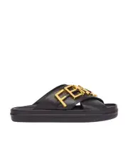 Black leather slides 35.5
