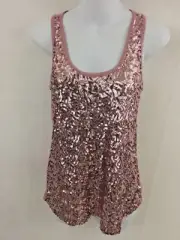 Charlotte Russe Sparkle Pink Champ Night Evening Holiday Cut out Back Top Size s