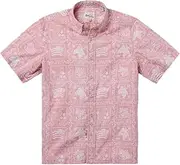 [Reyn Spooner] Men's Lahaina Sailor Classic Button Front Shirt, Blush