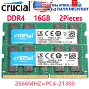 CRUCIAL DDR4 16GB 2666 MHz PC4-21300 Laptop SODIMM Notebook Memory RAM 2PCS 16GB