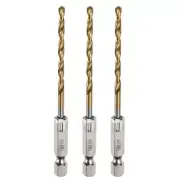 3pcs 1/8" Hex Shank Drill Bits 1/4" Titanium Drill Bits Set M35 High Speed