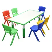120x60cm Kids Green Whiteboard Drawing Activity Table & 6 Mixed Chairs Set