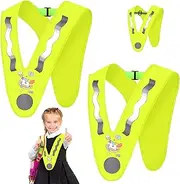 YOUYIKE Pack of 2 V Shape Reflective Vest Children, Unicorn High Visibility Vest Children, Yellow Safety Vest Children with Elastic Tape Prevent Slipping, Good Visibility, for Sports, Running, Cycling