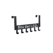 Detachable 6 Hooks Door Hanger Cartoon Clothes Bags Organizer Wall Hanging Storage Rack Holder Hook BLACK COLOR