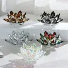 Crystal Lotus Candle Holder Glass Tealight Candlestick Flower Tea Light Holder