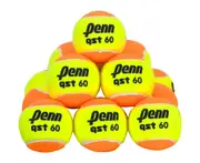 (12-Ball Polybag) - Penn QST 60 Tennis Balls - Youth Felt Orange Tennis Balls for Beginners