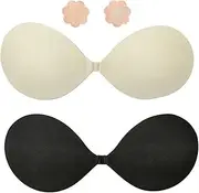 [ENEChuoLi] Strapless Bra Backless Adhesive Silicone Stick-on Seamless Push-up Invisible Bra for Low Back Dresses, Wedding Gowns, Prom, Formal Events