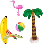 SUPVOX Adorable Inflatable Toys Set Flamingo Beach Ball Parrot Banana Coconut Tree for Children's Water Play