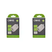 2PK Core Type-C/USB-A Dual Port Wall Charger Fast-Charge Phone Adapter 12W White