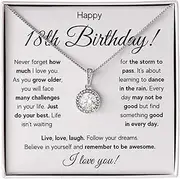 [FG Family Gift Mall] 18th Birthday Gifts For 18 Year Old Girl Birthday Gift Ideas For Her Happy 18th Birthday Card Best Top Jewelry Gifts For Girls With Message Card and Gift Box