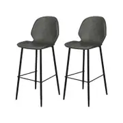 Levede 2x PU Leather Padded Bar Stools Charcoal