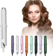 Mini Dual-Purpose Curling Iron, 2-in-1 Curling Wand Flat Iron Hair Straightener (White)