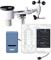 ECOWITT GW1101 Wi-Fi Weather Station, WS69 Solar Powered 7-in-1 Outdoor Weather Sensor Array and GW1100 Wi-Fi Gateway, WSView Plus/Ecowitt APP, 433 MHz