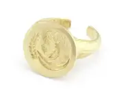 Girl Virgo Aries Horoscope Bark Textured Round Adjustable Ring Raw brass 4865