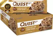 Quest Protein Bar Chocolate Chip Cookie Dough Low Carb High Protein Snack AU 12P