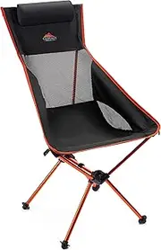 Cascade Mountain Tech Camp Chair - High Back Ultralight for Backpacking, Camping, Sporting Events, Beach, and Picnics with Carry Bag