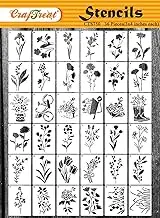 CrafTreat 36 Pcs Wild Flowers Set Stencils for Painting on Canvas, Wall Art, Journal Notebook, Furniture & Room Decor - Reusable 3X4 Inches Stencils for Decorating Wall Decor - Scrapbooking Supplies