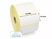 70mm x 40mm Direct Thermal labels, 25mm core. 2,000 labels. Zebra, Sato, Citizen