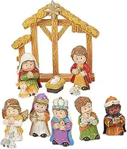 Christmas Nativity Scene Set with Figures, Christmas Nativity Sets Indoor, Resin Christmas Nativity Figurines, Christmas Nativity Manger, Holy Family Jesus Birth Set Christmas for Table Home Decor