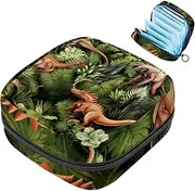 Period Bag,Sanitary Napkin Storage Bag,Ancient Jungle Dinosaur,Tampon Holder for Purse