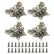4 Pcs Hasp Latch, 51 x 60mm Butterfly Decorative Retro Box Toggle Latch, Bronze