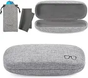 [Vemiss] Hard Shell Eyeglasses Case Soft Linen Fabrics Portable Glasses Sunglasses Box