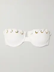 [Zimmermann] Zimmermann - Halliday Embellished Underwired Bandeau Bikini Top - Ivory - 2 C/D 2 C/D Ivory