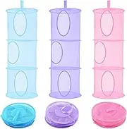 IONPSHG 3 Pack Hanging Mesh Space Saver Storage Bag 3 Tier Foldable Compartments Mesh Hanging Storage Organizer Large Capacity Toy Organizer Basket for Toys Small Clothes Home Bedroom Bathroom