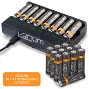 AA / AAA Battery Charging Dock plus 20 x AA 1000mAh Rechargeable Batteries