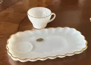 Anchor Hocking Fire King 8 Piece Golden Shell White Lunch Snack Set MCM NEW