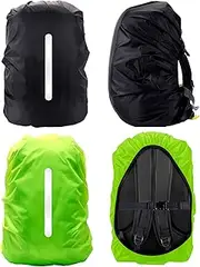 VINEST 2pcs Waterproof Rain Cover, waterproof backpack rain cover with reflective stripes, rain cover satchel in the colours black and green, rain cover backpack for hiking camping