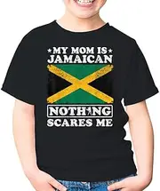 [SDVN] My Mom is Jamaican Nothing Scares Me Jamaica Mother Mommy Unisex Kids Shirt Gift Boy Girl Youth T-Shirt (Black;XL)