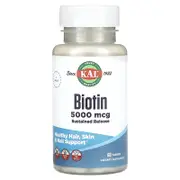 KAL, Biotin, Sustained Release, 5,000 mcg, 60 Tablets