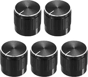 uxcell 5pcs Potentiometer Knob Knurled Shaft Black Tone Aluminum 6mm Shaft Dia. Rotary Knob 17mmx17mm Volume Control Knob