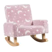 CostwayGlow in The Dark Kids Rocking Chair with Solid Poplar Wood Rocking Feet and Armrests-Pink