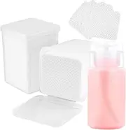 400PCS Lint Free Nail Wipes With Dispenser - Gel Nail Polish Remover Wipes With Acetone Dispenser,Lash Extensions Glue Cleaning Wipes With 1PCS Empty Pump Dispenser Bottle Nail Supplies