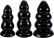 SAHOOSAFETY Giant Anal Plug Anal Beads with 3 Balls Extra Large Anal Dildo with Suction Cup Anus Dilator Prostate Massager Sex Toy for Men and Women(Schwarz-M)