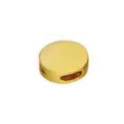 Gold Plated Sterling Silver 9mm Frosted Flat Round Disc Bead Circle Beads