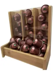Coffee Pod Holder for Nespresso Capsules Kitchen, Office Bamboo New