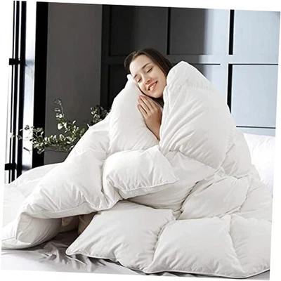 Size Feather Down Fiber Comforter, Filled with Feather and Down Queen White