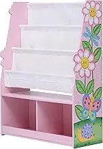 Fantasy Fields Magic Garden Kids Wooden Bookcase, 4 Tier Bookshelf with Storage, Pink