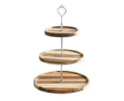 Snack Plate with Handle Removable Wooden Double Triple Layers Cake Stand Tea Party Supplies -Silver Triple Layer