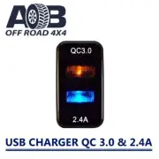 Power Outlet Dual USB Port Charger Socket Quick Charge 3.0 + 2.4A for Toyota (for: Toyota)