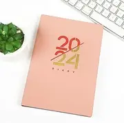 2024 Daily Planner A5 Diary Notebook: Monthly Scheduler, Memo, Paper Journal for Home, Office, School, Travel (Pink)